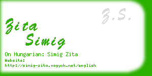 zita simig business card